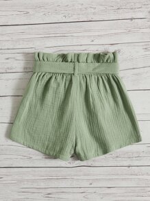 SHEIN 女孩紙袋腰附腰帶短褲