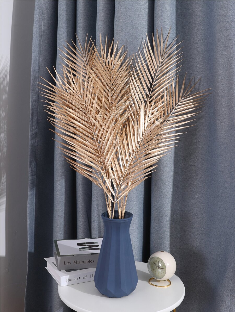 1pc Artificial Plastic Leaf, Metallic Faux Leaf For Home Decor - Gold - View 1
