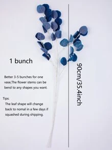 1branch Artificial Leaf, Blue Faux Plant Leaf For Home Decor - Blue - View 3