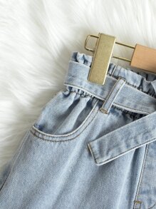 Quần Jeans Co Giãn All-Match Cho Bé Gái Tuổi Teen Kèm Thắt Lưng, Thoải Mái Và Đơn Giản - Rửa nhẹ - Xem 3