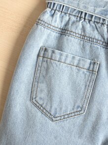 Quần Jeans Co Giãn All-Match Cho Bé Gái Tuổi Teen Kèm Thắt Lưng, Thoải Mái Và Đơn Giản - Rửa nhẹ - Xem 4