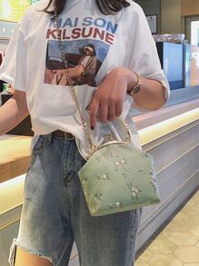 綠色時尚手提包女包 - 綠色 - 查看 2