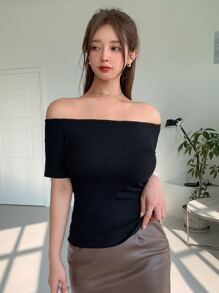 DAZY Áo thun nữ màu trơn Giải trí - màu đen - Xem 4