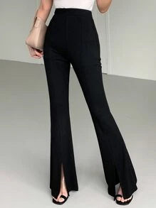 DAZY 女士休闲喇叭裤，新款秋季款式，返校服装女士正装裤 - 黑色 - 查看 6