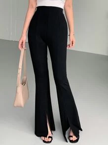 DAZY 女士休闲喇叭裤，新款秋季款式，返校服装女士正装裤 - 黑色 - 查看 7