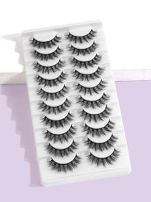 Magefy 10對自然豐滿的假睫毛和2支一次性睫毛刷、鑷子、假睫毛輔助夾,厚實捲翹蓬松假睫毛,適用於派對使用,漫畫睫毛,旅行必備品 - 黑色 - 查看 2