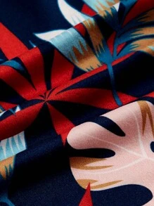 SHEIN VCAY 熱帶圖案抽繩高衩吊帶連衣裙 - 彩色 - 查看 4