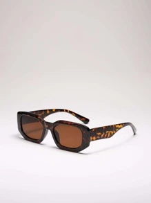 Square Retro Fashionable Fashion Glasses - Brown - View 1
