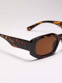 Square Retro Fashionable Fashion Glasses - Brown - View 2