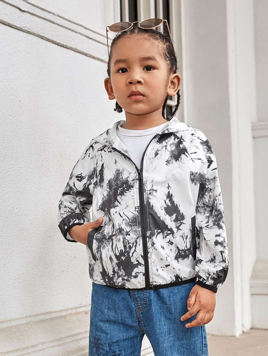 SHEIN 小男童紮染連帽夾克