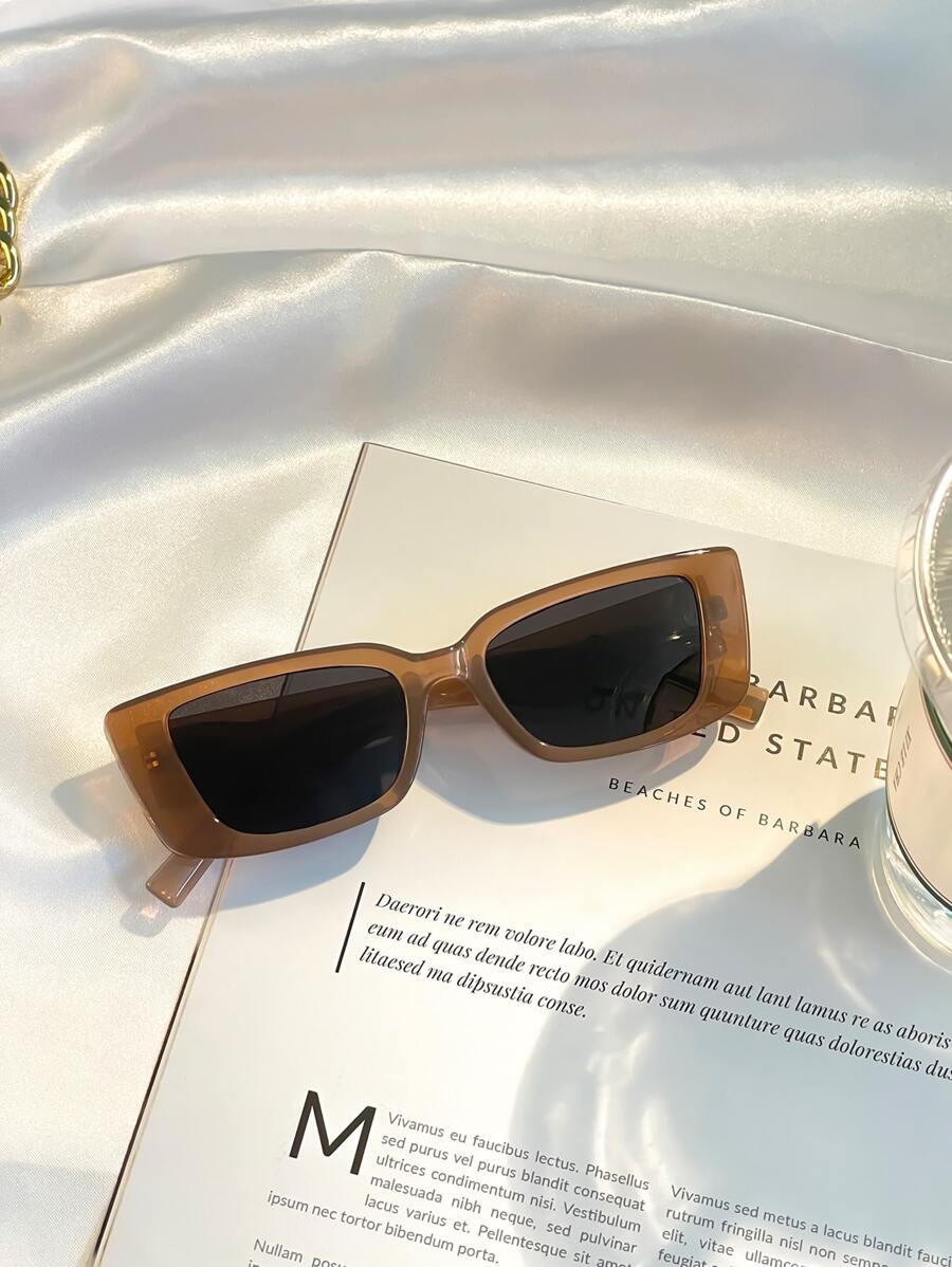 方形框架时尚眼镜沙滩配饰女士太阳镜太阳镜遮阳镜夏季海滩度假、户外、旅行 - 淺灰色 - 查看 1