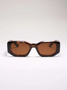 Square Retro Fashionable Fashion Glasses - Brown - View 3