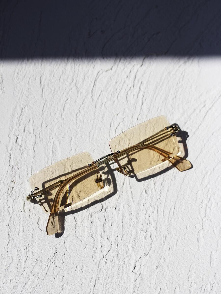 無框時尚眼鏡附有盒子,復古風格 - 橘色 - 查看 1