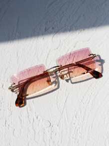 方形水钻无框时尚眼镜 - 彩色 - 查看 1