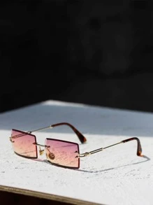 方形水钻无框时尚眼镜 - 彩色 - 查看 2