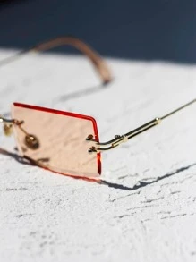 無框時尚眼鏡附有盒子,復古風格 - 橘色 - 查看 3