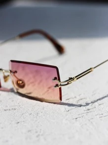 方形水钻无框时尚眼镜 - 彩色 - 查看 3