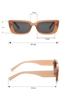 方形框架时尚眼镜沙滩配饰女士太阳镜太阳镜遮阳镜夏季海滩度假、户外、旅行 - 淺灰色 - 查看 5