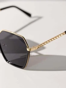 Semi-Rimless Retro Fashion Glasses Beach Accessories For Women Glasses Shades - Black - View 2