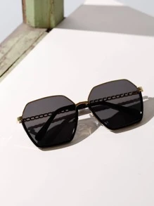 Semi-Rimless Retro Fashion Glasses Beach Accessories For Women Glasses Shades - Black - View 3