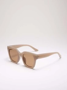 Square Oversized Retro Fashionable Eyeglasses For Summer Beach Vacation,Outdoor,Travel - Brown - View 1