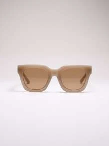 Square Oversized Retro Fashionable Eyeglasses For Summer Beach Vacation,Outdoor,Travel - Brown - View 2