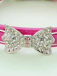 1pc Rhinestone Decor Random Pet Collar - Hot Pink - View 2