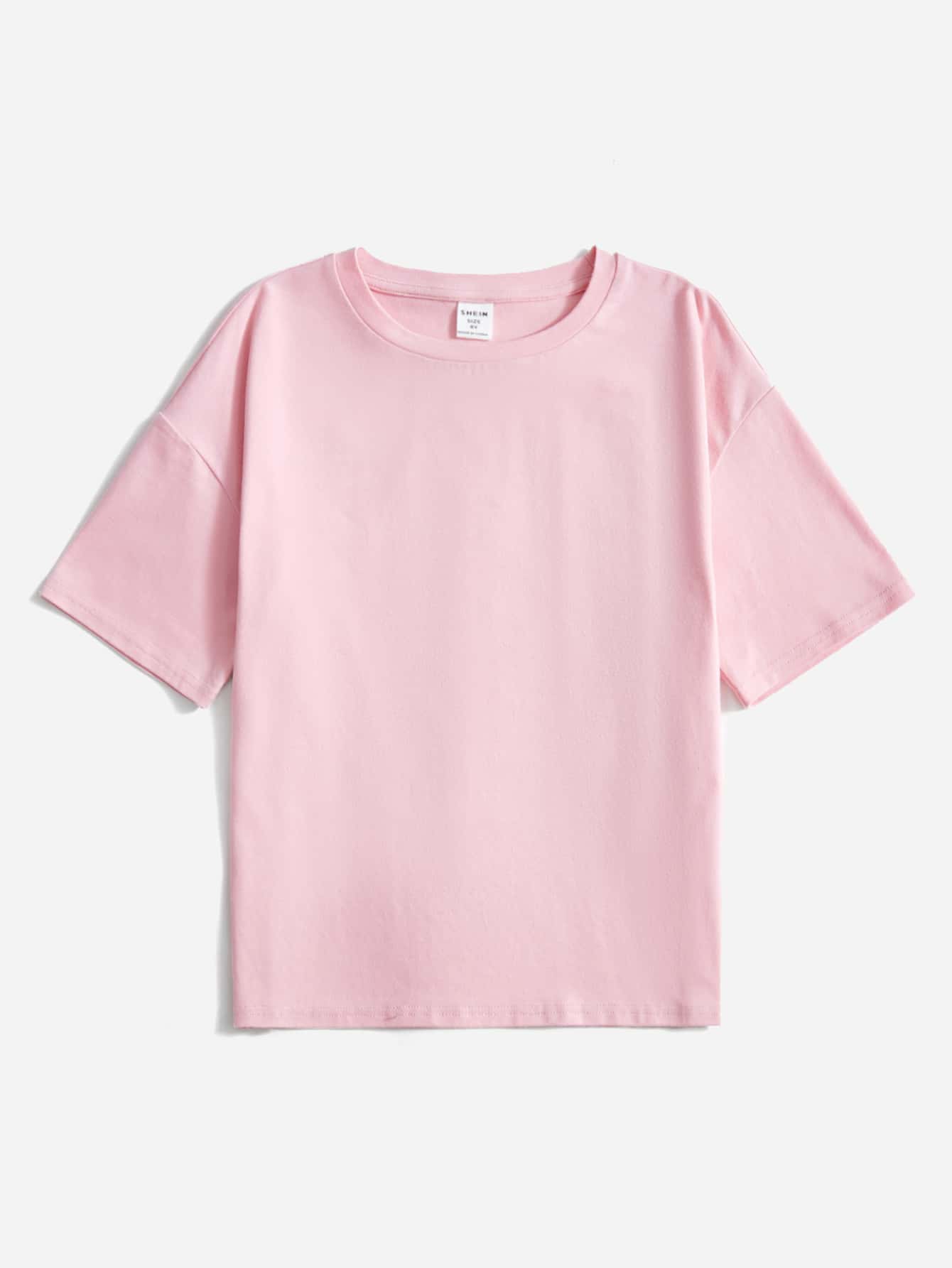 SHEIN Girls Slogan Graphic Drop Shoulder Tee - Baby Pink - View 4