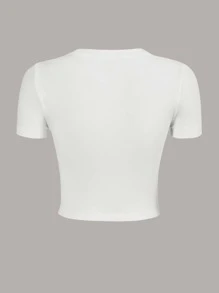 SHEIN ICON Bikercore Car & Letter Graphic Crop Tee - White - View 2