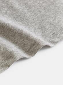 SHEIN BASICS Solid V-Neck Short Sleeves Slim Tee - Light Grey - View 7
