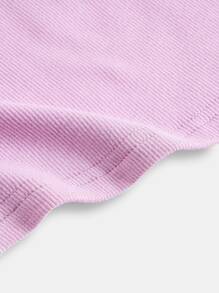 SHEIN BASICS Solid Rib-knit Slim Tee - Lilac Purple - View 7