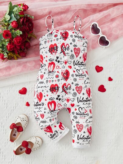 Bebé Mono de tirantes con estampado de corazón y letra