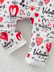 嬰兒愛心和字母圖案吊帶連體褲 - 白色 - 查看 4