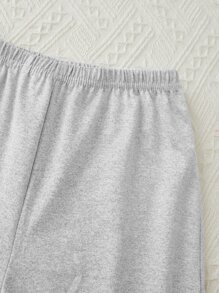 Boys' Contrast Color Rolled Collar Short Sleeve And Shorts Pyjama Set - Light Grey - View 4