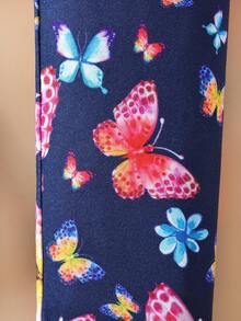 SHEIN 小女童蝴蝶圖案緊身打底褲 - 藏蓝色 - 查看 4