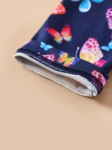 SHEIN 小女童蝴蝶圖案緊身打底褲 - 藏蓝色 - 查看 6