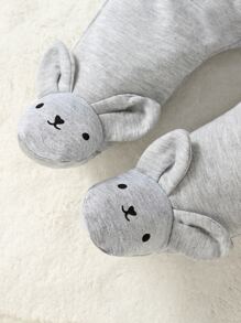 Baby Girl Solid Button Front Sleep Tee & 3D Ear Footed Pants - Grey - View 3