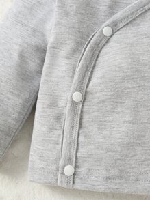 Baby Girl Solid Button Front Sleep Tee & 3D Ear Footed Pants - Grey - View 6