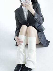 Solid Leg Warmers Academia Accessory - White - View 1