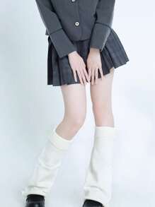 Solid Leg Warmers Academia Accessory - White - View 2