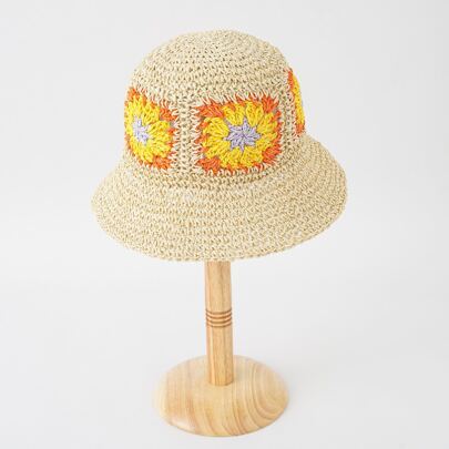 Floral Crochet Straw Hat