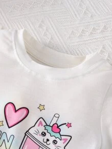 SHEIN Baby Girl Cartoon & Slogan Graphic Tee & Leggings - Multicolor - View 3