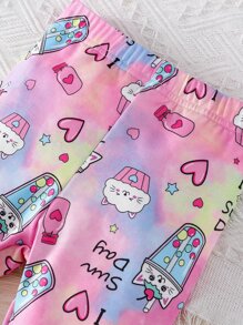 SHEIN Baby Girl Cartoon & Slogan Graphic Tee & Leggings - Multicolor - View 5