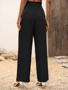 SHEIN LUNE 高腰腰帶闊腿褲