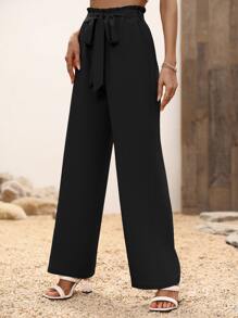 SHEIN LUNE 高腰腰帶闊腿褲