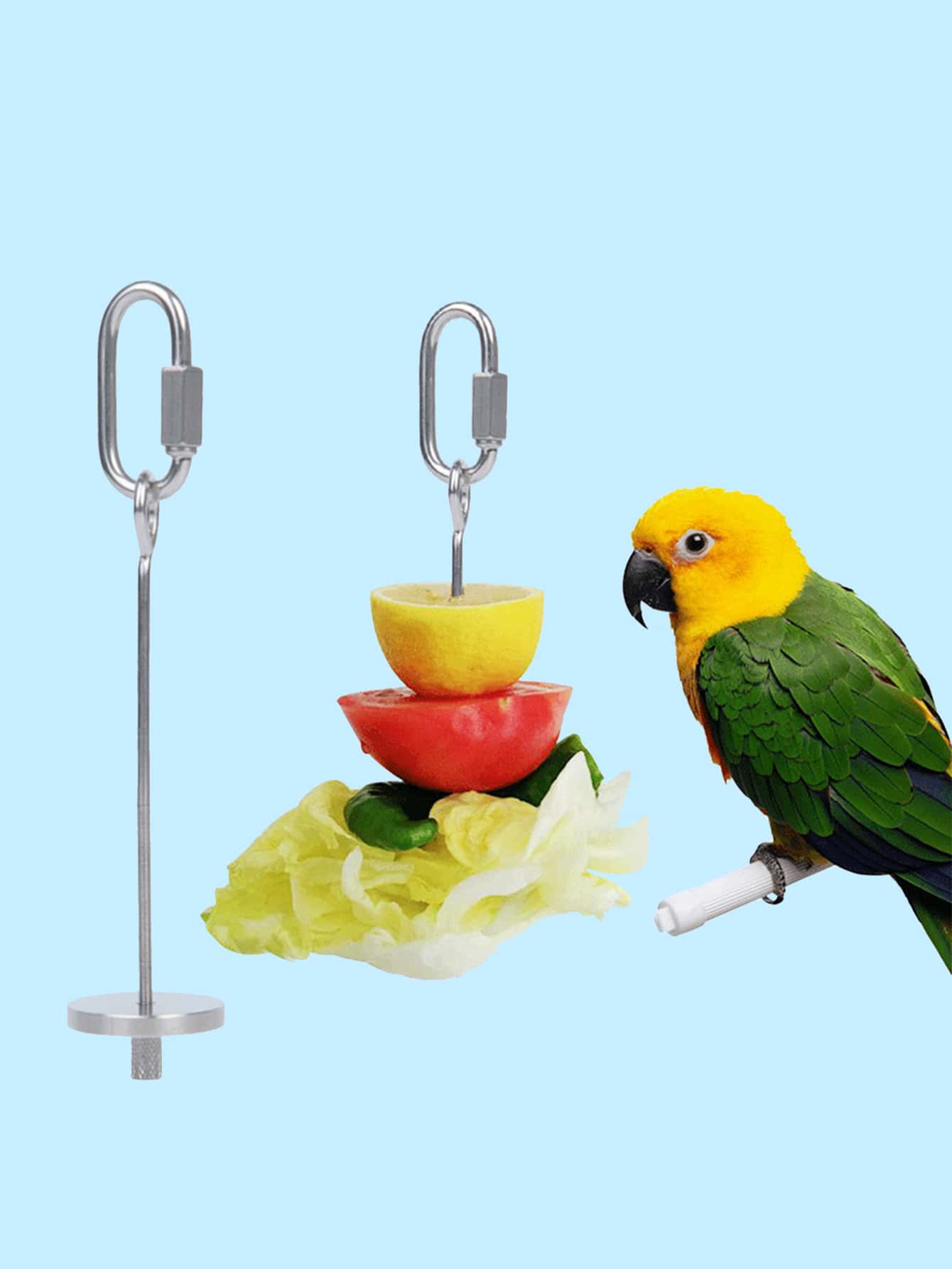 1入組不銹鋼水果矛餵鳥器 - 銀色 - 查看 1