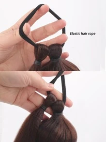 超長編織馬尾合成纖維接髮 - Dark Brown - 查看 5