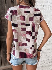 SHEIN LUNE 幾何印花蝙蝠袖襯衫 - 彩色 - 查看 2