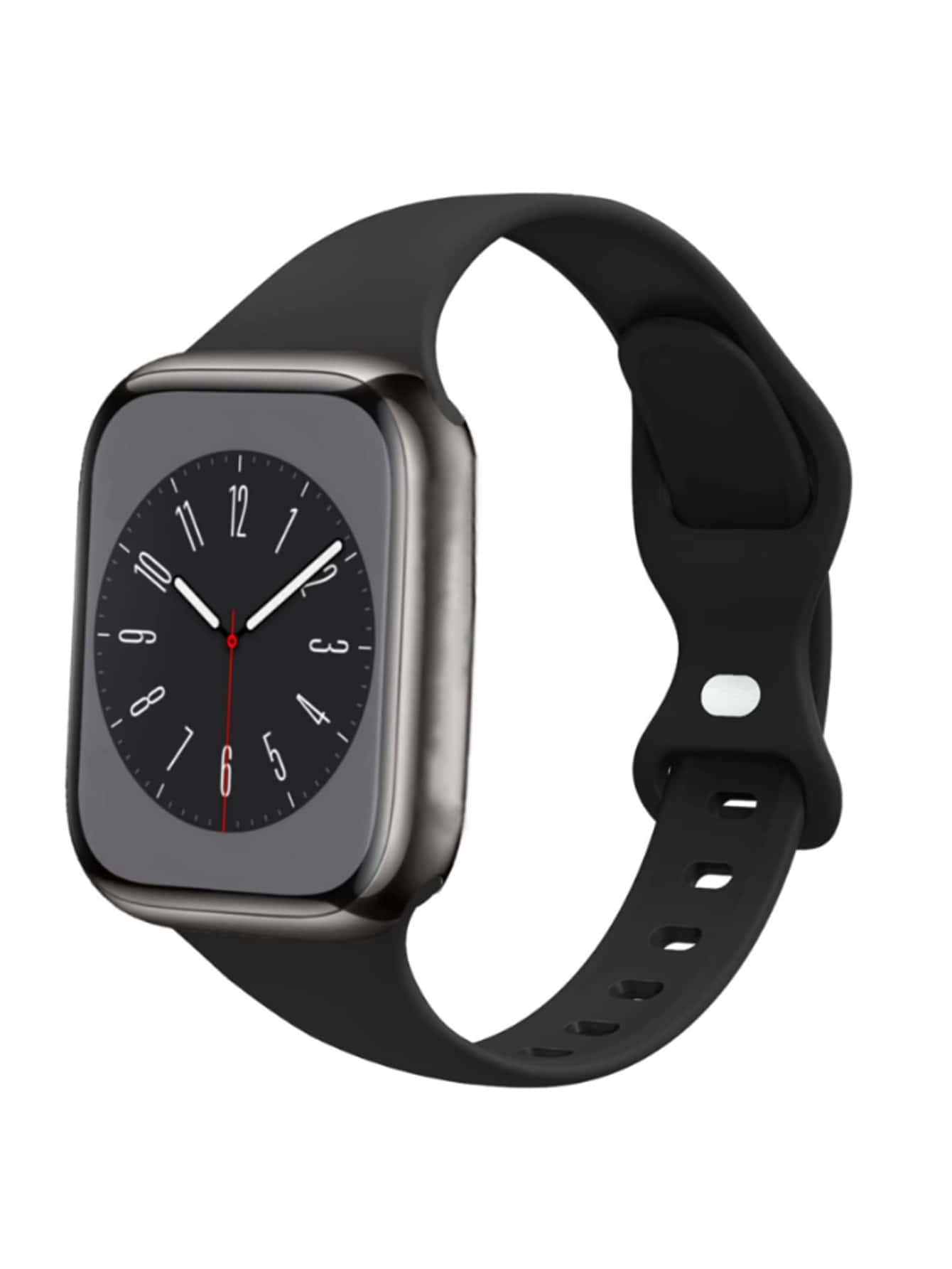 St.Siabe 1 件女士男士时尚纤薄小腰单色硅胶蝴蝶扣手表带 38 毫米 40 毫米 41 毫米 45 毫米 44 毫米 42 毫米 49 毫米皮带，柔软舒适腕带替换表带搭配 Ultra 系列 SE /8/7/6/5/4/3/2/1 智能手表表带配件 - 黑色 - 查看 1