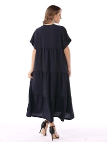 Đầm Thêu Viên lá sen Hoa Dễ thương - Xanh đậm - Xem 2